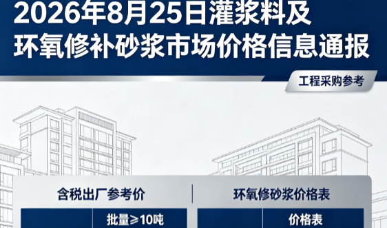 永宁2026年8月25日灌浆料及环氧修补砂浆市场价格信息通报